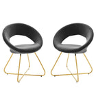 Modway - Nouvelle Performance Velvet Chaise à manger Ensemble de 2 - Charbon de bois doré-Chaises de salle à manger rétro modernes