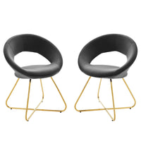 Modway - Nouvelle Performance Velvet Chaise à manger Ensemble de 2 - Charbon de bois doré-Chaises de salle à manger rétro modernes