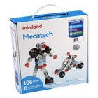 Miniland - MLE95015 Mecatech - Ensemble de construction de véhicules et robots - 106 pièces-Fichiers guides volumineux inclus avec des instructions détaillées étape par étape pour construire différents modèles.