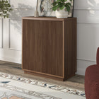 Hudson&Canal - Meuble d'appoint Alston de 71 cm de largeur, , noyer satiné-La base, le dessus et les étagères sont fabriqués en MDF robuste avec une finition noyer satiné