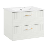 Modway - Daybreak 24" Vanette de salle de bain - Blanc blanc-MEUBLE DE SALLE DE BAIN CONTEMPORAINE - Doté d’un design épuré et d’une quincaillerie en métal doré, ce meuble intègre un style contemporain à votre espace de salle de bain