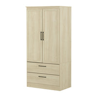 South Shore - Haven Armoire de rangement 2 portes - Chêne blanchi-Glissières de métal: les tiroirs, spacieux et faciles à manier, glissent sans effort grâce à des coulisses de métal robustes