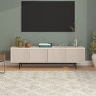 Hudson&Canal - Meuble TV Whitman pour téléviseurs jusqu'à 75" - Blanc aulne-Fabriqué en acier robuste, en MDF et en PVC avec une finition blanche en aulne fabriquée à la main