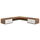 Modway - Transmit Coin mural de 55" Bois Bureau - Blanc noyer-Construction durable en planches de partition