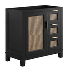 Modway - Dixie 36" Solide Armoire de toilette de salle de bain (lavabo non inclus) - Noir-Bois d’acajou massif