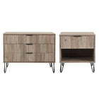 Manhattan Comfort - Dumbo table de chevet moderne 1 tiroir et commode 3 tiroirs - gris rustique - ensemble de 2-Commode de chambre moderne-contemporaine avec une touche de glamour comprenant une commode standard et une table de nuit 1.0