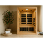 Westinghouse - Sauna infrarouge de luxe à portes françaises pour 2 personnes avec luminothérapie - 117 cm (l) x 101 cm (p) - Beige-Panneau de commande DEL numérique facile à utiliser