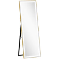 HOMCOM - Miroir pleine longueur à éclairage led réglable - 21 po l x 64 po h - or-Miroir grand format 64 po x 21 po (162,5 x 53,3 cm) offrant une vue complète de la tête aux pieds 