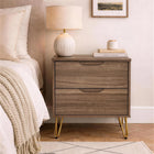 Manhattan Comfort - Table de nuit Avira 20" style mid-century moderne à 2 tiroirs - Marron-Comprend deux grands tiroirs avec des glissières faciles pour une utilisation fluide