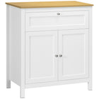 HOMCOM - Armoire de rangement 31,5 po L - blanc-Une armoire à 2 niveaux et un tiroir gardent vos objets organisés 