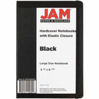 JAM Paper - Grand carnet à couverture rigide avec élastique - 100 feuilles lignées - 5 7/8" x 8 1/2" - Noir-Taille : Grand (5,88 x 8,5 pouces) | Se glisse facilement dans les sacs, sacs à dos et porte-documents.