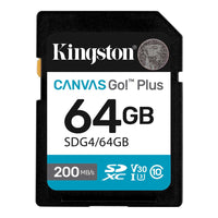 Kingston - 64 Go Canvas Go! Plus Carte mémoire SD-Transferts plus rapides jusqu’à 200 Mo/s1