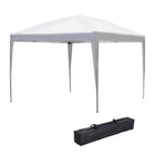 Outsunny - Tente gazébo pliante d'extérieur 10 pi l x 10 pi L - Blanc-Auvent en oxford 210D résistant à l'eau, protège contre les rayons UV et réduit la chaleur