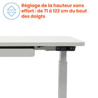 Motionwise - Bureau de la série M2 48 x 24, Motionwise - Bureau électrique assis-debout avec double moteurs et tiroir coulissant - Blanc-Espace de travail spacieux mais compact : La surface de 48 po x 24 po offre un grand espace pour votre configuration, tout en s’intégrant bien aux bureaux à domicile ou professionnels. De plus, un tiroir coulissant offre un espace supplémentaire pour ranger vos fournitures comme les cahiers, livres et stylos.