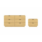 Manhattan Comfort - Ensemble contemporain moderne Chrystie 2 pièces : commode et table de chevet - Naturel-Ensemble de meubles de chambre moderne fabriqué en bois d'ingénierie durable avec une finition lisse effet bois, parfait pour la chambre et le salon