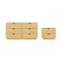 Manhattan Comfort - Ensemble contemporain moderne Chrystie 2 pièces : commode et table de chevet - Naturel-Ensemble de meubles de chambre moderne fabriqué en bois d'ingénierie durable avec une finition lisse effet bois, parfait pour la chambre et le salon