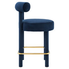 Modway - Toulouse Performance Velvet Tabouret de comptoir - Midnight Blue Gold-Coussinets de pied non marqués