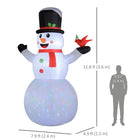 Outsunny - Bonhomme de neige gonflable de Noël 12pi avec lumière LED rotative-Cinq piquets et trois cordons de serrage sont inclus pour maintenir l'ancrage lors des nuits venteuses 