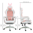 HOMCOM - Chaise de gamer inclinable avec repose-pieds - rose-Hauteur réglable de 17,3 po-20,5 po (44-52 cm), la chaise de jeu s’adapte à votre posture et à votre bureau