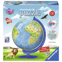 Ravensburger - Globe terrestre pour enfants Puzzle 3D de 180 pièces - Édition anglaise-Exposez et admirez votre création, ou démontez et reconstruisez !