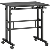 HOMCOM - Bureau debout avec plateau inclinable - 27,6 po L x 23,6 po l x 47,2 po H - noir-S’ajuste de 27,8 po à 47,2 po, permettant de passer facilement de la position assise à debout