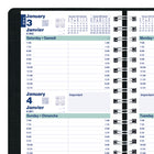 Blueline - 2026 Agenda quotidien Essential de deux jours par page - 8 po x 5 po - Noir - Bilingue-Calendriers de référence du mois précédent, du mois courant et des deux suivants sur chaque page double