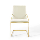Modway - Pitch Performance Velvet Fauteuil à manger Ensemble de 2 - Ivoire d’or-Capacité de poids de la chaise : 330 lb.