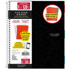 Five Star - Cahier à code de couleurs avec séparateurs – 10 1/2 po H x 8 po l – 240 pages – Noir-Feuilles à grands interlignes, doubles faces, résistantes au transfert d’encre.
