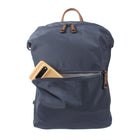 Seven Days - Sac à Dos Pour Ordinateur Portable Jusqu'à 15.6 po avec RFID - Marine-Accents en cuir végétal cognac et accessoires noirs