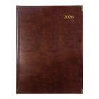 Brownline - 2026 Agenda quotidien Executive - 10-3/4 po x 7-3/4 po - Couleurs assorties - Trilingue-Bords de pages dorés, coins renforcés dorés et signet en ruban