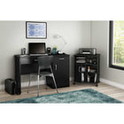 South Shore - Support mobile Axess multi-usage, noir uni-Tablette réglable et porte pour rangement dissimulé