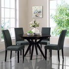Modway - Parcel Tissu Fauteuil d’appoint de salle à manger Ensemble de 4 - Gris-Pieds en caoutchouc massif