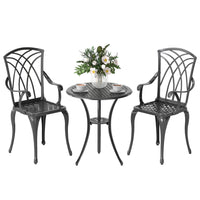 Outsunny - Ensemble de Bistro de Patio 3 Pièces, Table Basse avec Trou pour Parasol, Brun-L'ensemble de trois pièces comprend deux chaises bistro et une table ronde 