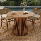 Modway - Lane Rond de 39 pouces Terrasse extérieure Bois de teck Table à manger - Naturel-Base à piédestal à lattes