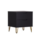 Manhattan Comfort - Table de chevet Avira 20" style milieu du siècle moderne à 2 tiroirs - Noir-Façade de tiroir minimaliste avec une poignée découpée discrète pour une apparence moderne et homogène