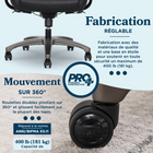 La-Z-Boy - Fauteuil de direction de massage Channing - noir-Tension d’inclinaison réglable en tournant le bouton