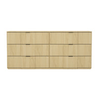 Manhattan Comfort - Clive 72" Commode double à 6 tiroirs style milieu du siècle moderne - Chêne naturel-Commode à six tiroirs aux lignes épurées fabriquée en bois manufacturé pour un look de chambre moderne et raffiné