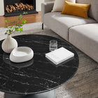 Modway - Lippa Rond de 36 po Faux marbre Table basse - Noir-Tampon feutre non marquant