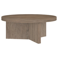 Hudson&Canal - Table basse ron Holm 91 cm de largeur - Chêne gris vieilli-Un design scandinave contemporain pour votre salon, votre bureau et plus encore