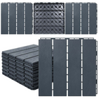MotionGrey - Dalles de terrasse extérieures  à 4 lattes, emboîtables et imperméables, pour patio, balcon et jardin - Noir - ensemble de 20 pièces-Ensemble de 20 dalles à 4 lattes emboîtables de couleur noir pour créer un revêtement extérieur coordonné