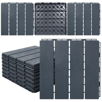 MotionGrey - Dalles de terrasse extérieures  à 4 lattes, emboîtables et imperméables, pour patio, balcon et jardin - Noir - ensemble de 20 pièces-Ensemble de 20 dalles à 4 lattes emboîtables de couleur noir pour créer un revêtement extérieur coordonné
