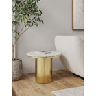 Manhattan Comfort - Table d’appoint Glenn 19,68 po style moderne et glamour - Or-Magnifique plateau de table en pierre frittée