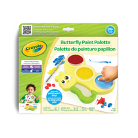 Crayola - Palette de peinture papillon-Cet ensemble comprend une palette papillon avec trois pots de peinture semi-solide (4 g chacun) aux couleurs vives : jaune, rouge et bleu, 10 feuilles de papier et un pinceau