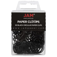 JAM Paper - Trombones circulaires - trombones ronds - noirs - paquet de 50-Couleur : Papercloops noirs