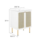 Modway - Chaucer 24" Vanette de salle de bain - Blanc blanc-Tablette réglable