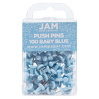 JAM Paper - Punaises colourées - bleu layette - paquet de 100-Punaises à tête en plastique | Couleur : bleu ciel