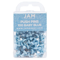 JAM Paper - Punaises colourées - bleu layette - paquet de 100-Punaises à tête en plastique | Couleur : bleu ciel