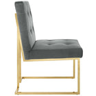 Modway - Privy Acier inoxydable doré Performance Velvet Chaise à manger - Charbon de bois doré-Base en acier inoxydable doré