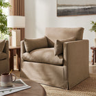 Modway - Wellfleet Slipcover Mélange de lin Fauteuil - Amande-Deux coussins décoratifs