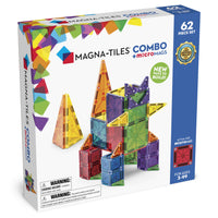 MAGNA-TILES - Ensemble de construction magnétique Combo 62 pièces-Ce Qui Est Inclus: 2 triangles isocèles mircoMAGS, 4 triangles équilatéraux mircoMAGS, 8 triangles droits mircoMAGS, 32 carrés mircoMAGS, 4 triangles isocèles, 12 carrés. 